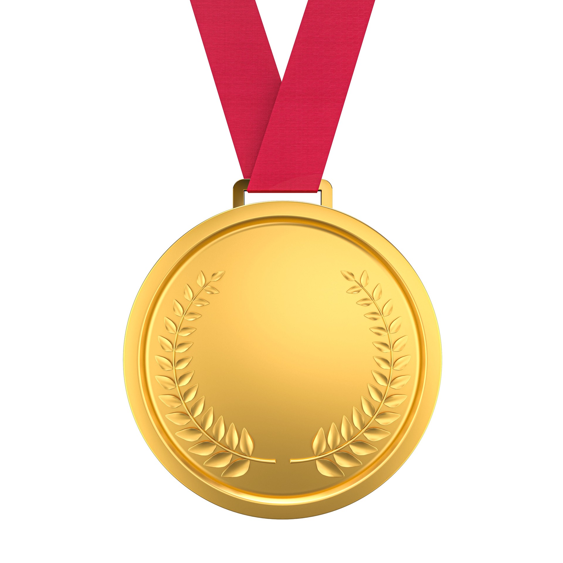 Blank gold medal on transparent background